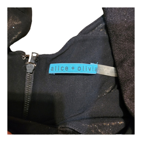 NWT Alice+Olivia Vida Metallic Chevron-Stripe Dress size medium - Picture 5 of 10